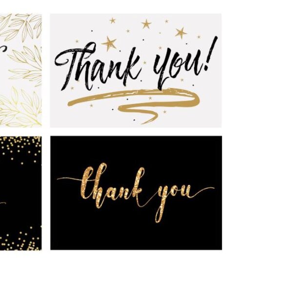 Better Office Thank You Cards w- Envelopes, 4" x 6", Black/Gold, 100/Pack / New - Picture 2 of 2